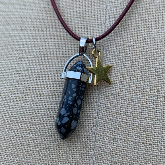 Handmade Speckled Stone Star Amulet Necklace - Picture 6 of 9